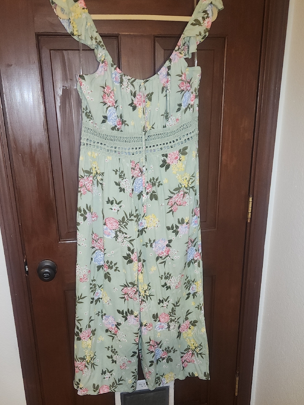 DEREK HEART Sage Floral Maxi Dress with Ruffle Straps
